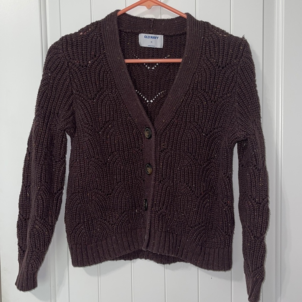 old navy cardigan, size xs, dark brown